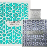 Rayhaan Aquatica 100ml frasco con caja perfume árabe hombre cítrico tropical lima coco mandarina jazmín pachulí