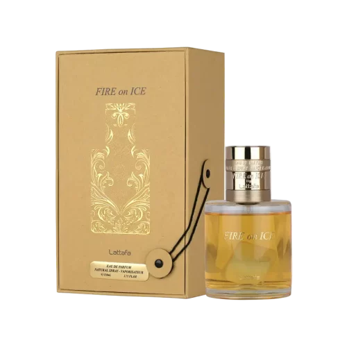 Lattafa Fire On Ice 110ml frasco con caja perfume árabe unisex
