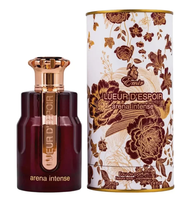 Paris Corner Lueur d'Espoir Arena Intense 100ml frasco con caja perfume árabe unisex oriental amaderado rosa especiada
