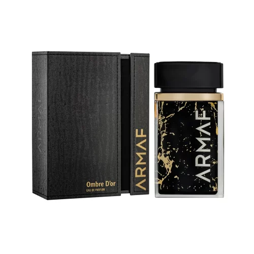 Armaf Ombre d'Or 100ml - Frasco y caja Armaf Ombre d'Or 100ml frasco con caja perfume árabe unisex oriental especiado azafrán incienso y ámbar