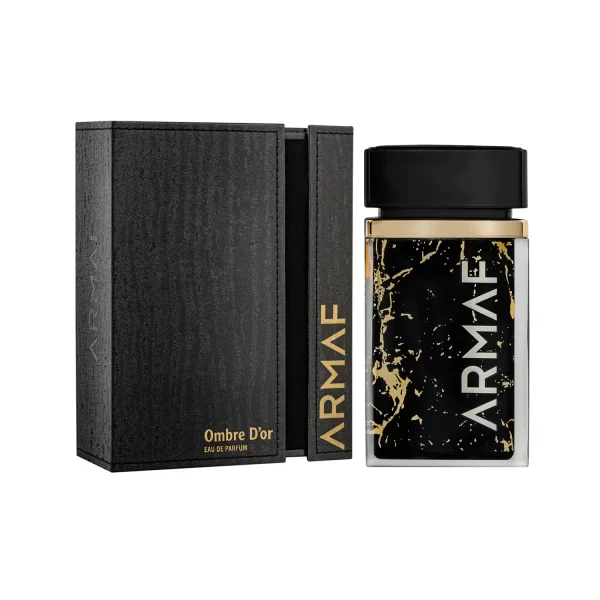 Armaf Ombre d'Or 100ml frasco con caja perfume árabe unisex oriental especiado azafrán incienso y ámbar