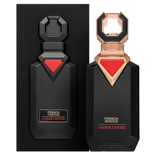 French Avenue Amber Empire 100ml frasco con caja perfume árabe hombre amaderado oriental ambarado vainilla y ámbar