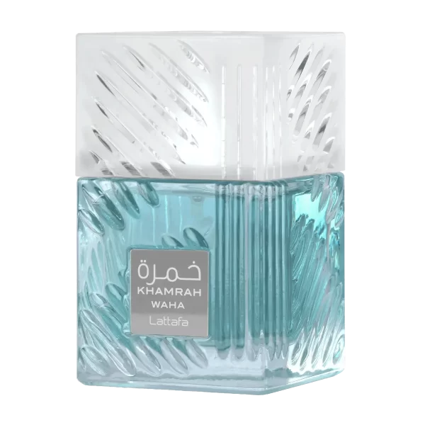 Perfume Lattafa Khamrah Waha 100ml frasco árabe unisex aromático acuático fresco yuzu pepino sal marina vainilla