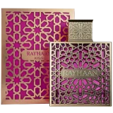 Rayhaan Kiss 100ml frasco con caja perfume árabe mujer gourmand frutal cremoso fresa coco y vainilla