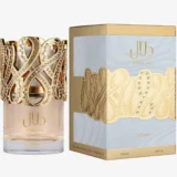 Lattafa Dalal 100ml frasco con caja perfume árabe mujer floral frutal gourmand manzana jazmín y vainilla
