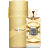 Lattafa Oud Mood Elixir 100ml frasco con caja perfume árabe unisex oriental especiado azafrán oud y vainilla