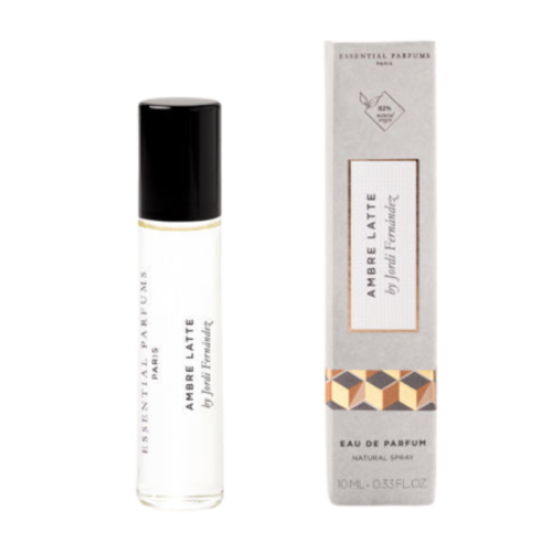 Essential Parfums Ambre Latte 10ml frasco de viaje con estuche perfume nicho unisex gourmand amaderado lácteo