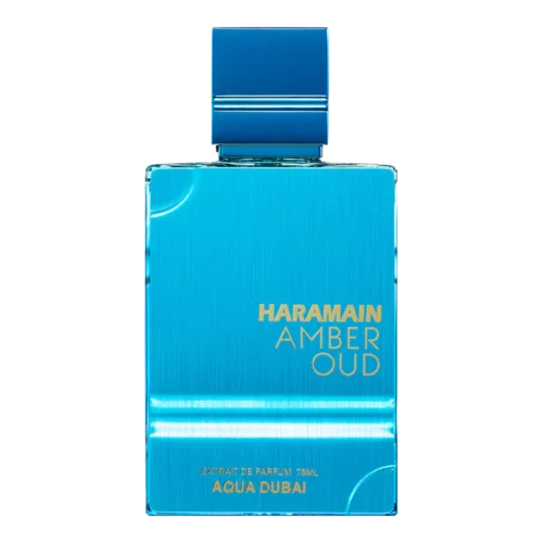 Al Haramain Amber Oud Aqua Dubai 75ml - Frasco Perfume Al Haramain Amber Oud Aqua Dubai 75ml frasco árabe unisex cítrico frutal bergamota mandarina melón piña almizcle