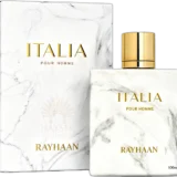 Rayhaan Italia 100ml frasco con caja perfume árabe hombre meloso lavanda bergamota jazmín tabaco haba tonka