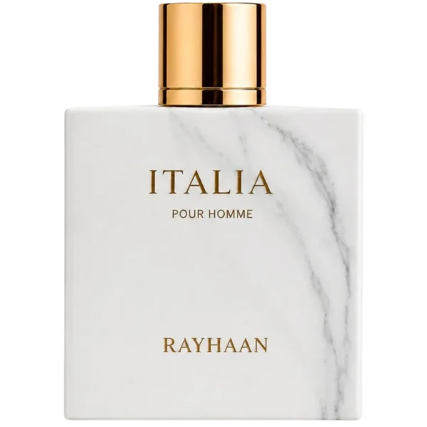 Perfume Rayhaan Italia 100ml frasco árabe hombre aromático dulce lavanda limón miel canela tabaco vainilla
