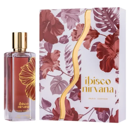 Paris Corner Ibisco Nirvana 65ml - Frasco y caja Paris Corner Ibisco Nirvana 65ml frasco con caja perfume árabe unisex floral frutal hibisco rosa vainilla cuero