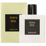 Rayhaan Nava Sol 100ml frasco con caja perfume árabe unisex floral amaderado almizclado magnolia violeta sándalo cedro